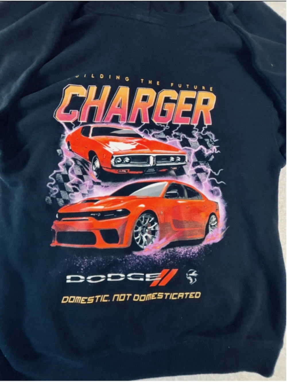 Dodge Charger Hoodie Mens M Black Building The Future Graphic